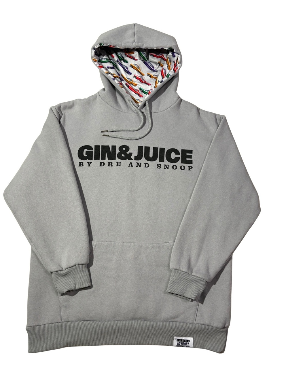 Gin & Juice Dre & Snoop Men's Gray Fleece Pullover Hoodie Graphic Print M
